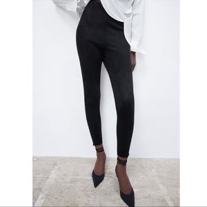 Zara Black Faux Suede Leggings